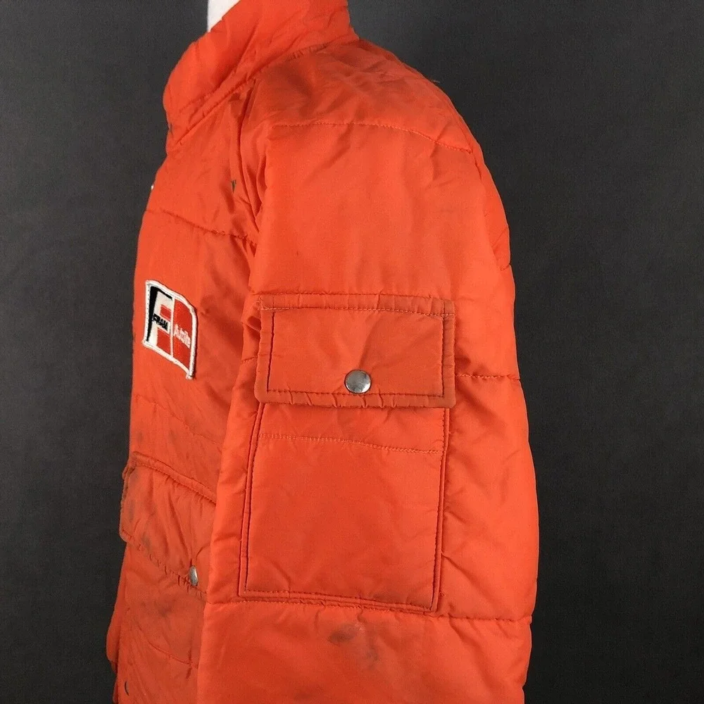 Fram Autolite VTG 70s Employee Uniform Puffer‎ Coat Large Mechanic's Jacket